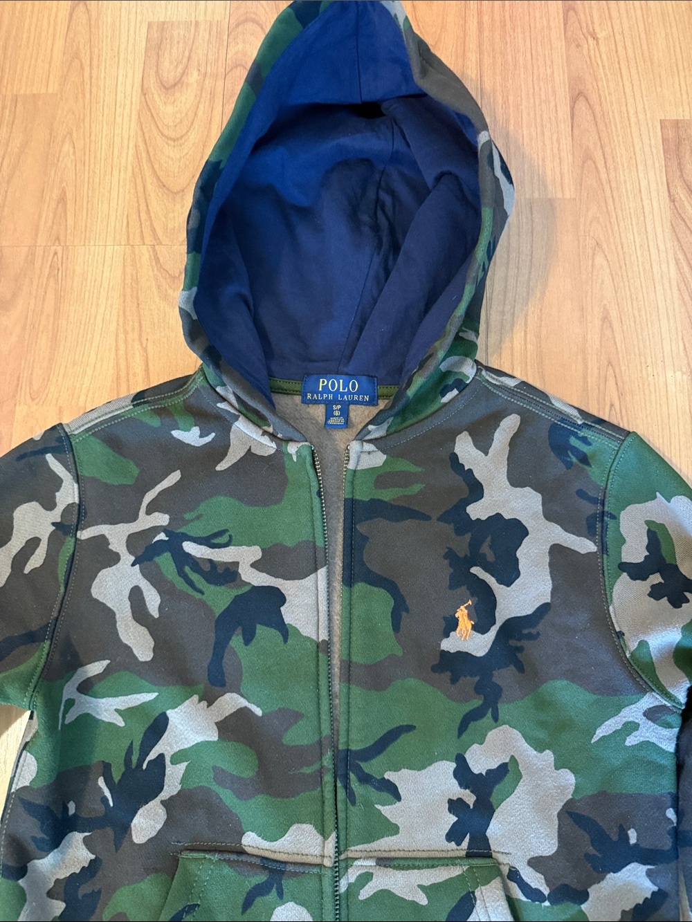 Polo by Ralph Lauren Boys' Green & Navy Camo Zip Hoodie - Picture 2 of 5